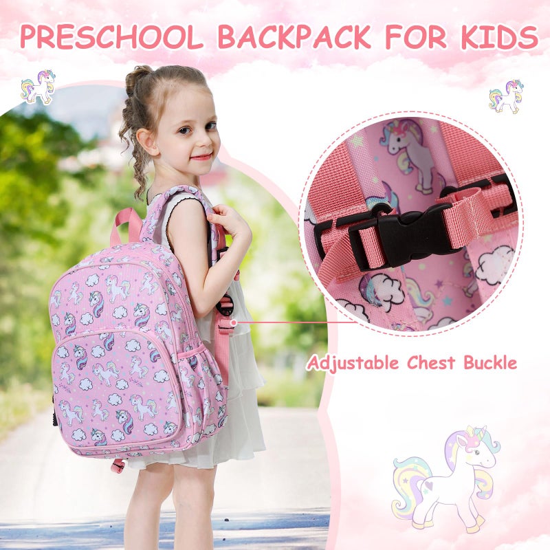 RAVUO Unicorn Backpack for Girls, Cute Toddler Backpack Lightweight Kids Preschool Bookbag Daypack with Chest Strap - Image 5